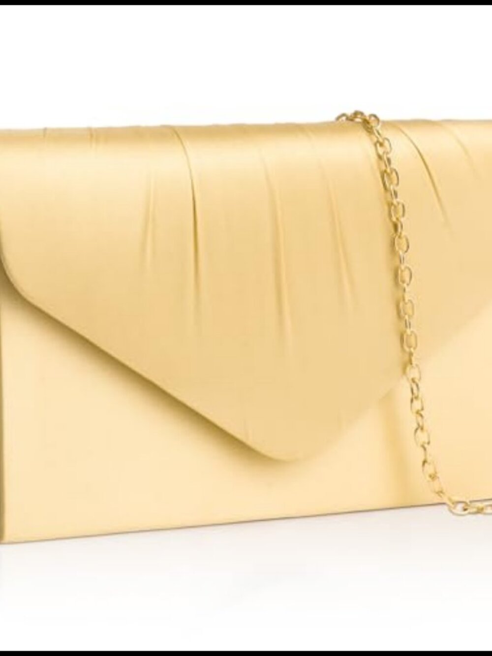 Larcenciel Satin Pleated Envelope Evening Clutch with Chain Strap